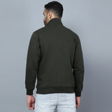 Mentoos Mock Collar Zipper Cotton Sweatshirt Olive Green