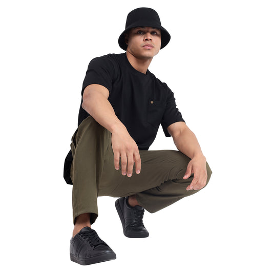 Mentoos Classic Men's Oversized Black Cotton T-Shirts