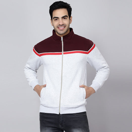 Mentoos Colourblocked zipper sweatshirt Wine