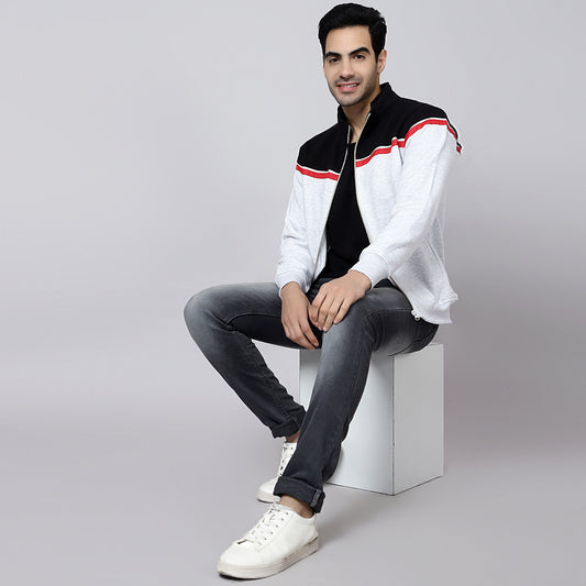 Mentoos Colourblocked Zipper Sweatshirt Black