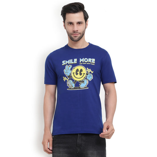 Mentoos Men's Stylish & Comfy Printed T-Shirt - Blue