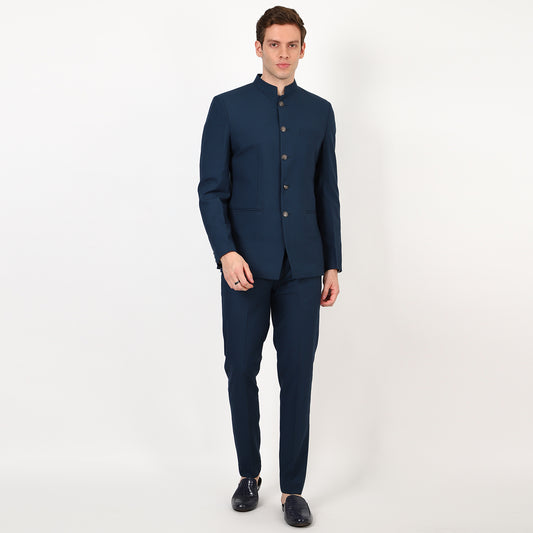 Awadhshree Rama Blue Jodhpuri Bandgala Suit.