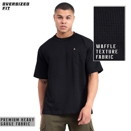 Mentoos Classic Men's Oversized Black Cotton T-Shirts