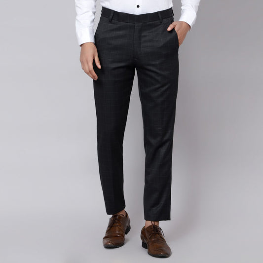 Checkered slim fit trousers Grey
