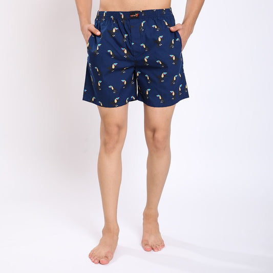 Mentoos Cotton Printed Boxers Shorts for Men Dark Blue Mentoos