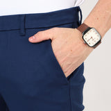 Slim fit flat front chinos__Blue
