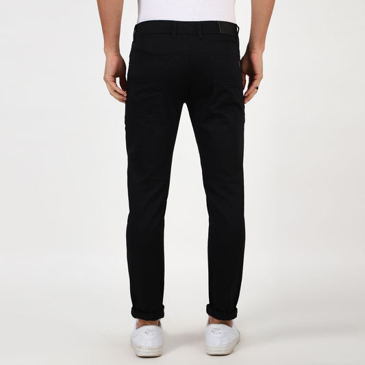 Slim fit flat front trouser Black