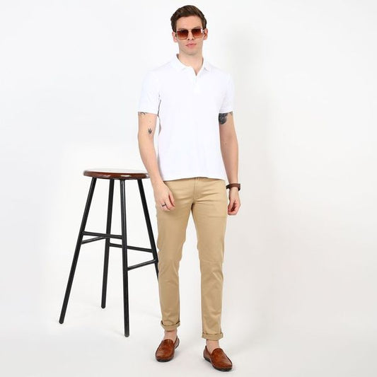Slim fit flat front trouser Beige