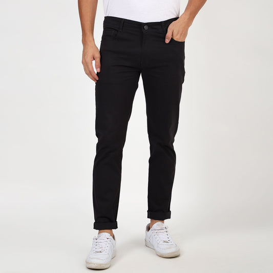 Slim fit flat front trouser Black