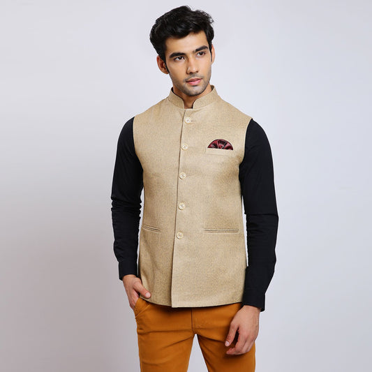 Awadhshree jute nehru jacket Beige
