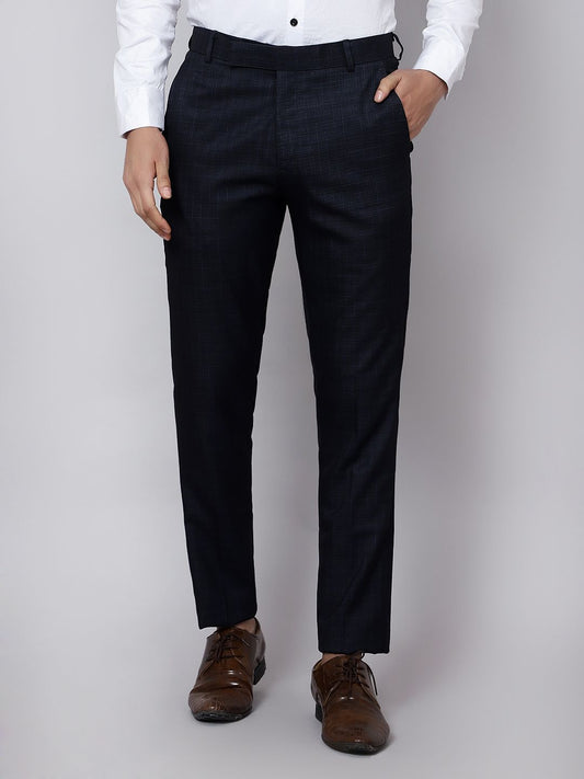 Checkered slim fit trousers Blue