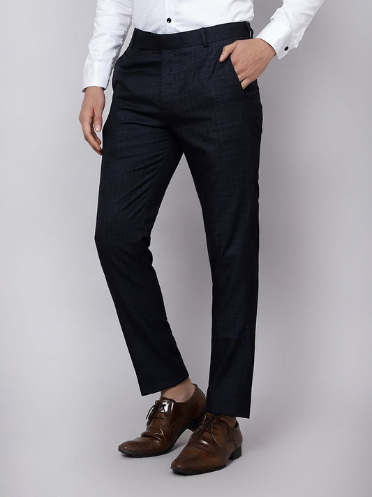 Checkered slim fit trousers Blue