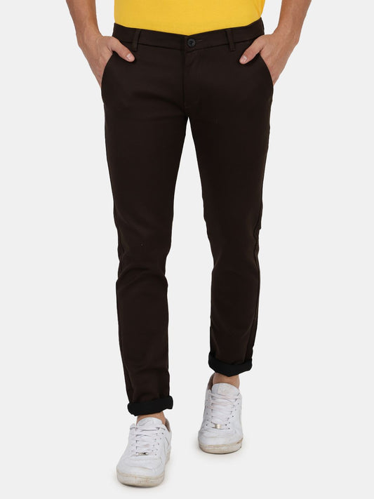 Slim fit flat front chinos Choco