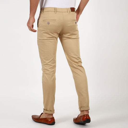 Slim fit flat front chinos_Cream
