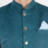 Awadhshree Velvet Jodhpuri Bandgala Blazer Green