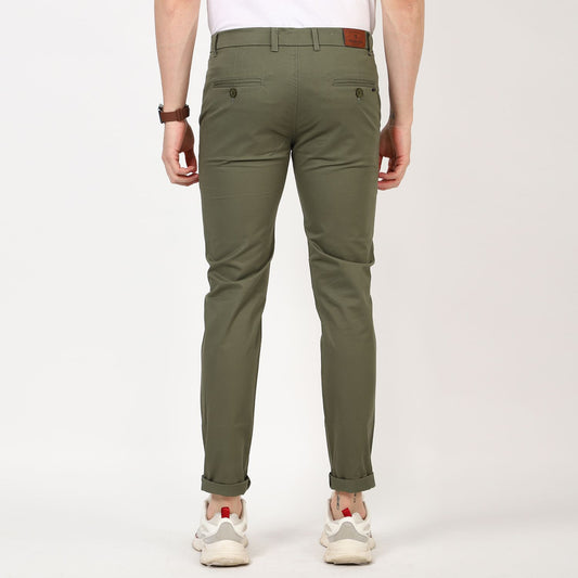Slim fit flat front chinos Green