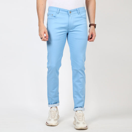 Slim fit flat front trouser light Blue