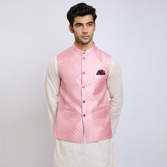 Awadhshree self design nehru jacket Pink