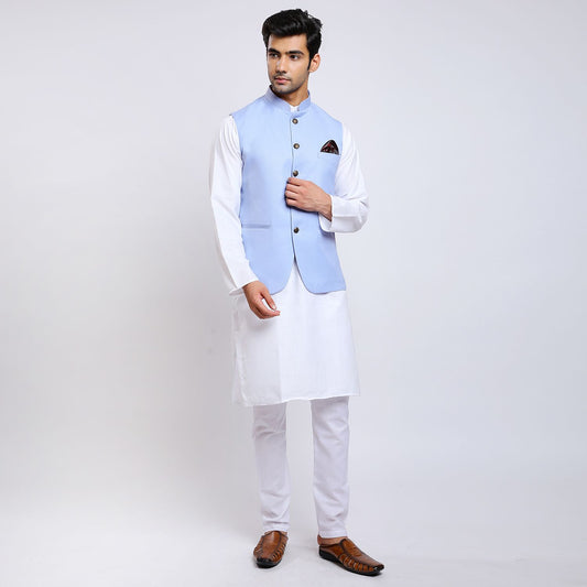 Awadhshree Solid Nehru Jacket Blue