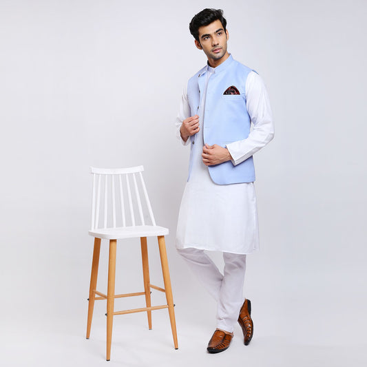 Awadhshree Solid Nehru Jacket Blue