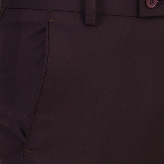 Flat front Solid slim fit trousers Wine