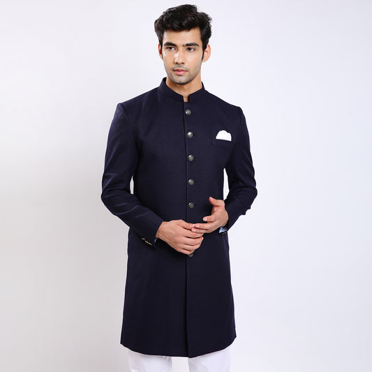 Awadhshree Men’s Royal Blue Indo-Western Suit