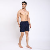 Mentoos Men's Blue Cotton Printed Boxer.