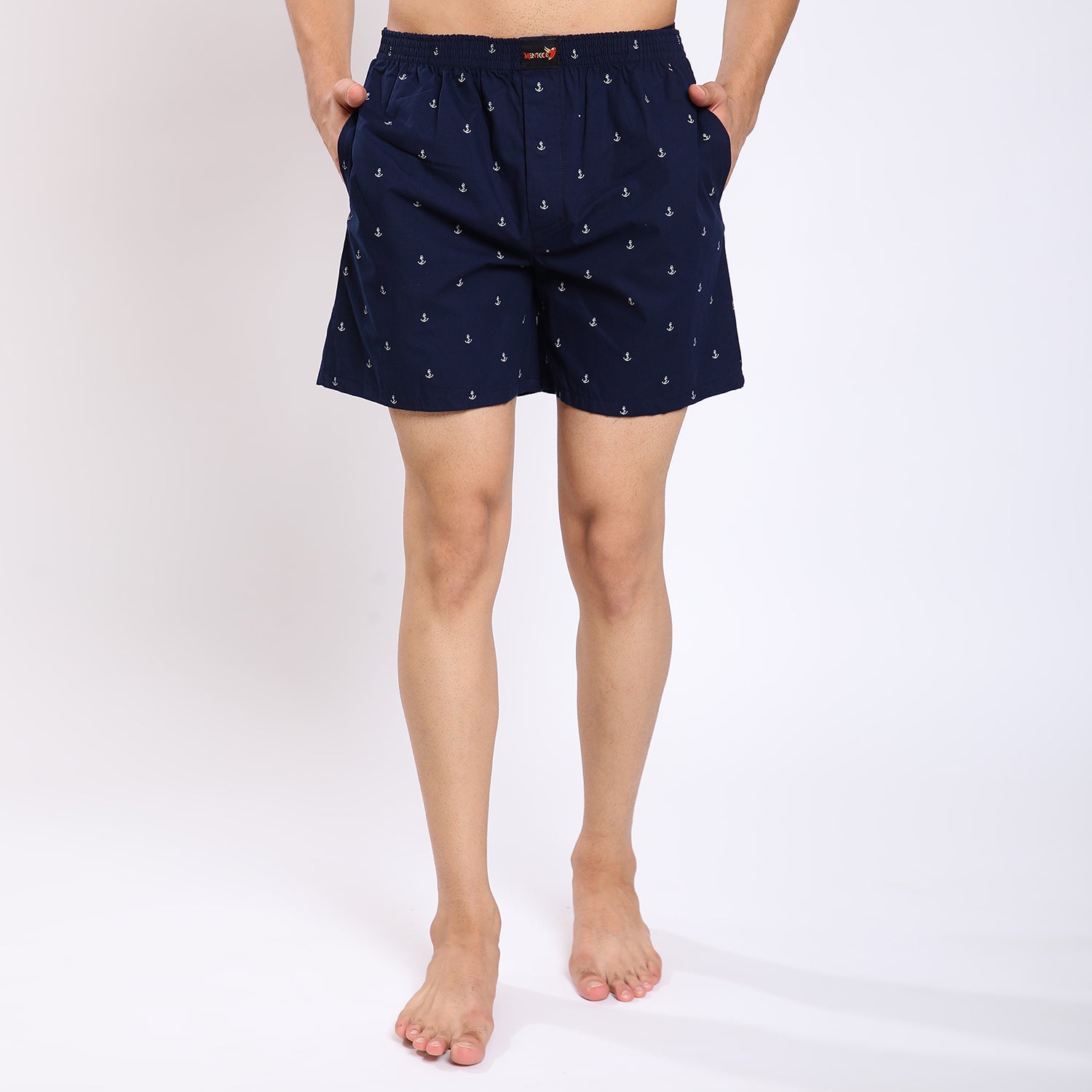 Mentoos Men's Blue Cotton Printed Boxer.