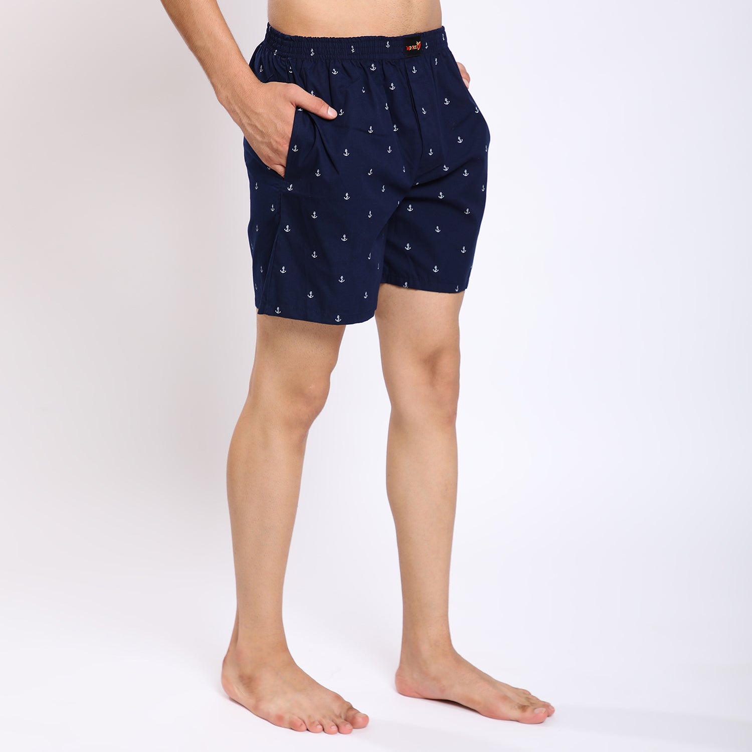 Mentoos Men's Blue Cotton Printed Boxer.