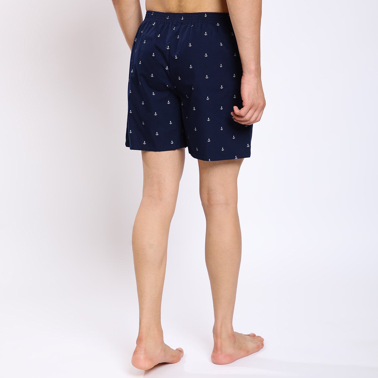 Mentoos Men's Blue Cotton Printed Boxer.