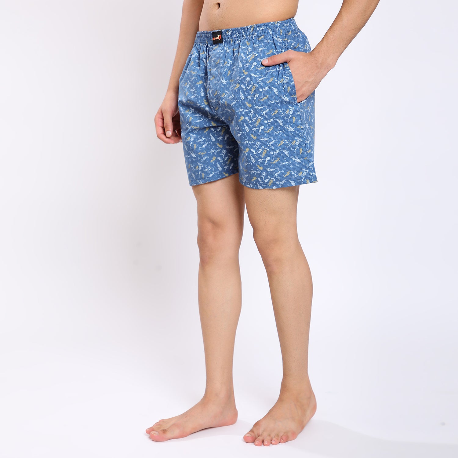 Mentoos Cotton Blue Printed Boxer for Men.