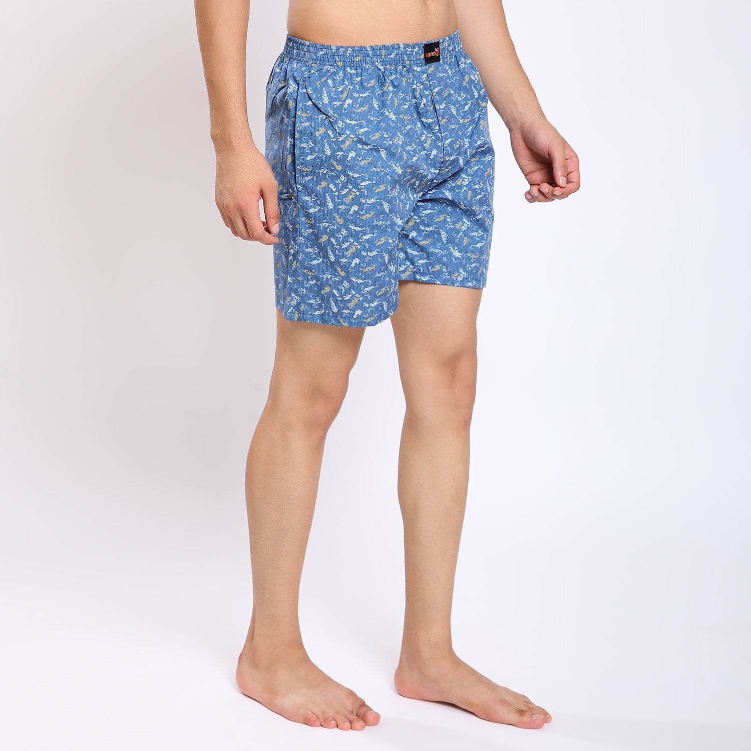 Mentoos Cotton Blue Printed Boxer for Men.