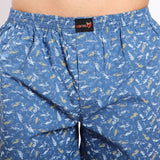 Mentoos Cotton Blue Printed Boxer for Men.