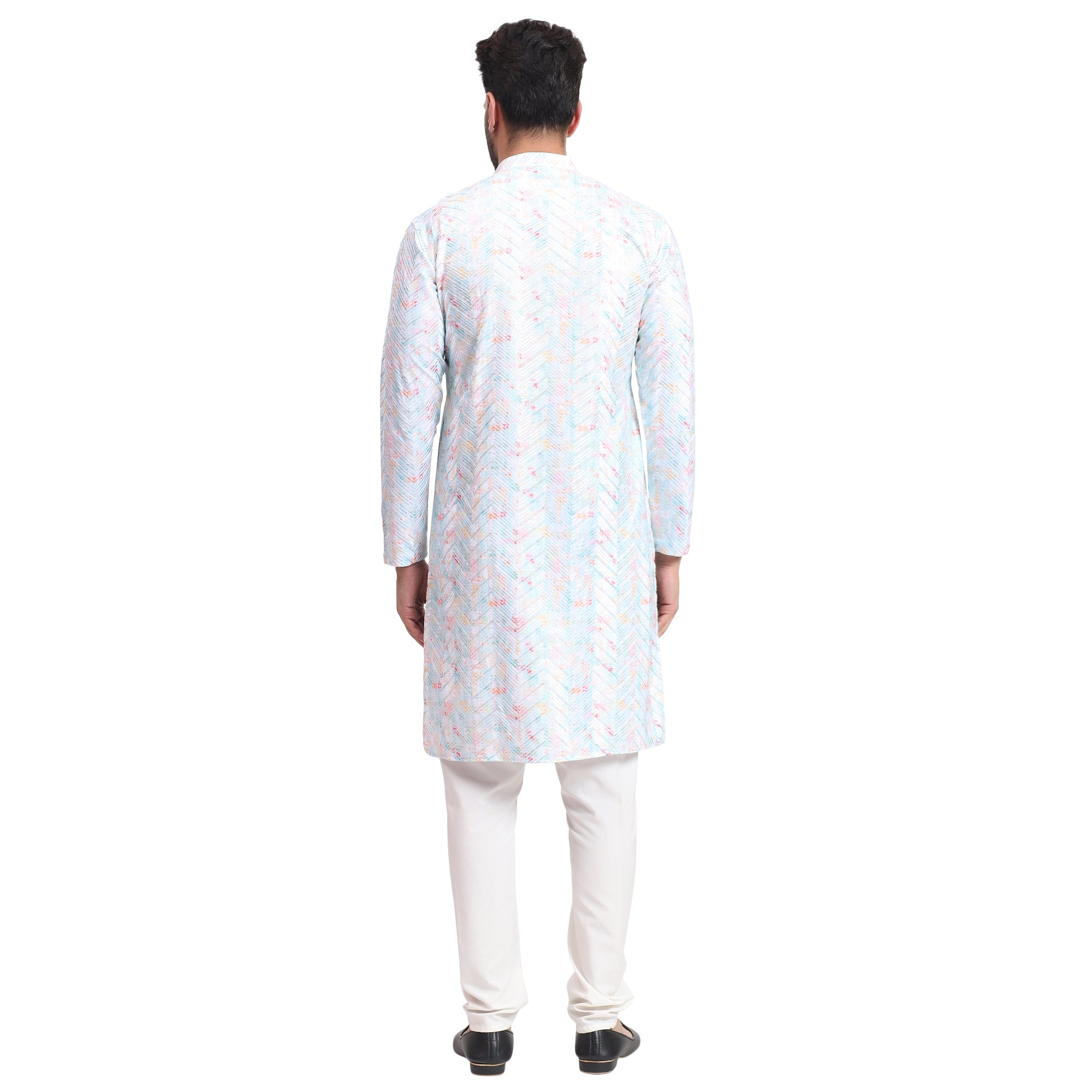 Awadhshree Pink & White Embroidered Kurta Pajama - Wedding & Festive Wear