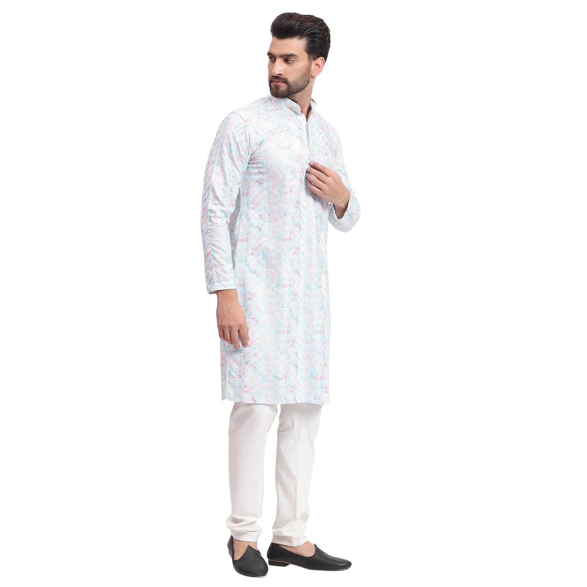 Awadhshree Pink & White Embroidered Kurta Pajama - Wedding & Festive Wear