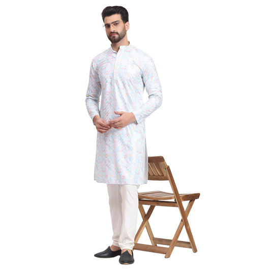 Awadhshree Pink & White Embroidered Kurta Pajama - Wedding & Festive Wear