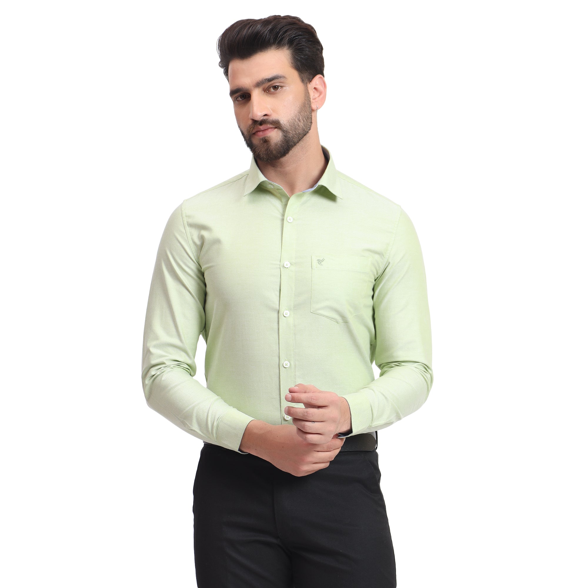 Mentoos Pista Green Cotton Solid Shirt – Formal & Casual Wear