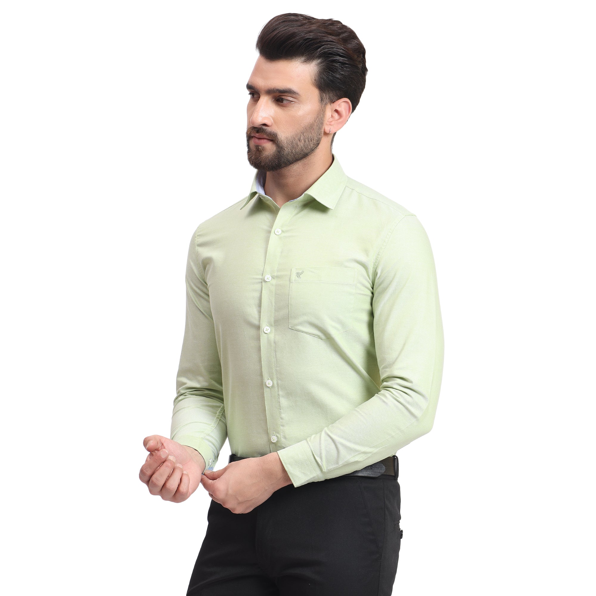 Mentoos Pista Green Cotton Solid Shirt – Formal & Casual Wear