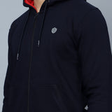 Mentoos Zipper Hoodie with Split Kangaroo Pocket Navy Blue