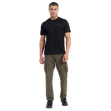 Mentoos Men's Textured Solid Black Cotton T-shirt.