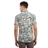 Mentoos Men's Cotton Half Sleeve Shirt with Leaf Print - Breezy Summer Style