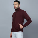 Mentoos Mock Collar Zipper Cotton Sweatshirt Maroon