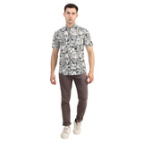 Mentoos Men's Cotton Half Sleeve Shirt with Leaf Print - Breezy Summer Style