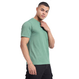 Mentoos Men's Textured Solid Black Cotton T-shirt.