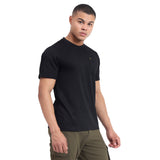 Mentoos Men's Textured Solid Black Cotton T-shirt.