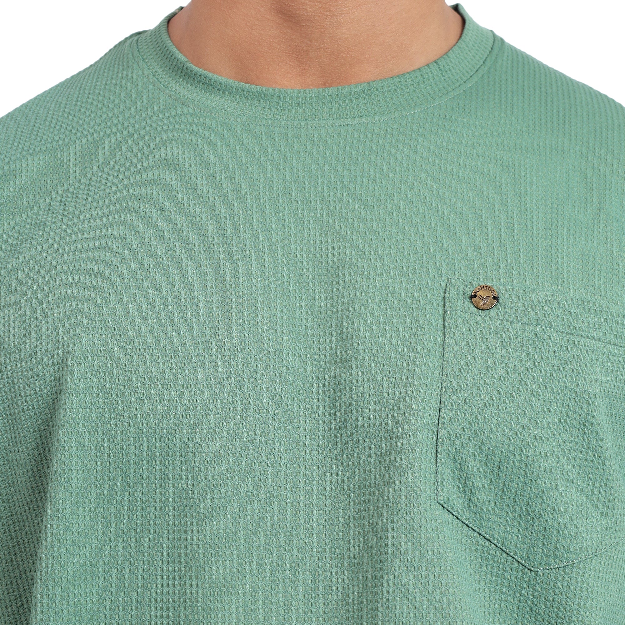 Mentoos Classic Men's Oversize Olive Green Textured Cotton T-shirts.