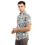 Mentoos Men's Cotton Half Sleeve Shirt with Leaf Print - Breezy Summer Style