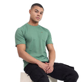 Mentoos Men's Textured Solid Black Cotton T-shirt.