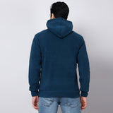 Mentoos Embroidered Hoodie with Kangaroo Pocket Teal Blue.