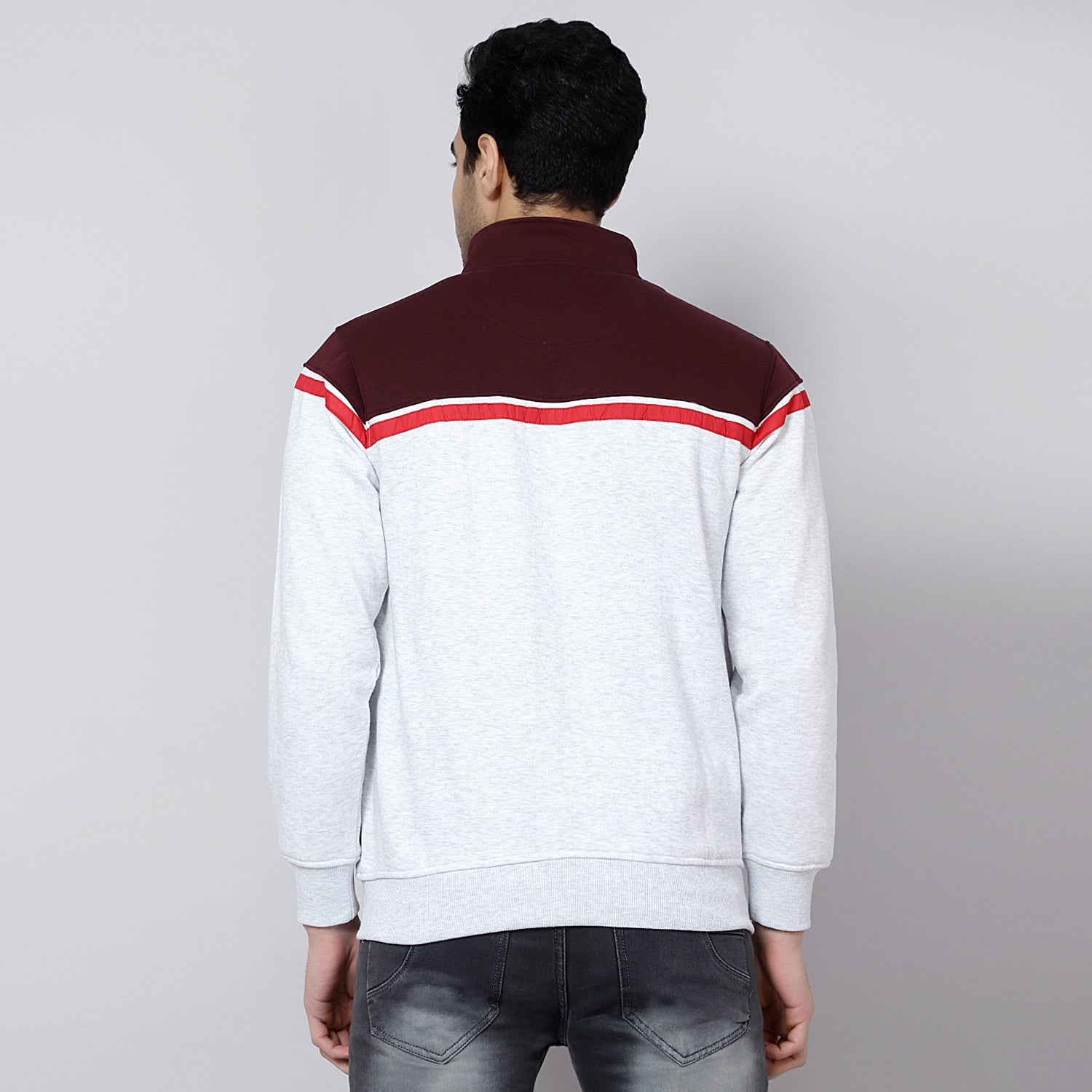 Mentoos Colourblocked zipper sweatshirt Wine